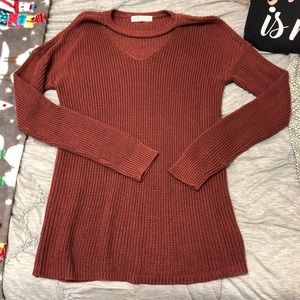 Collared Burgundy Sweater- Pink Rose